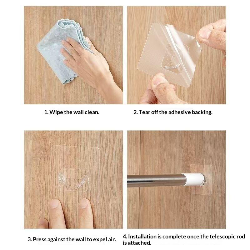 N$ 4 PCS Transparent Adhesive  - огляд і ціна Curtain Rods