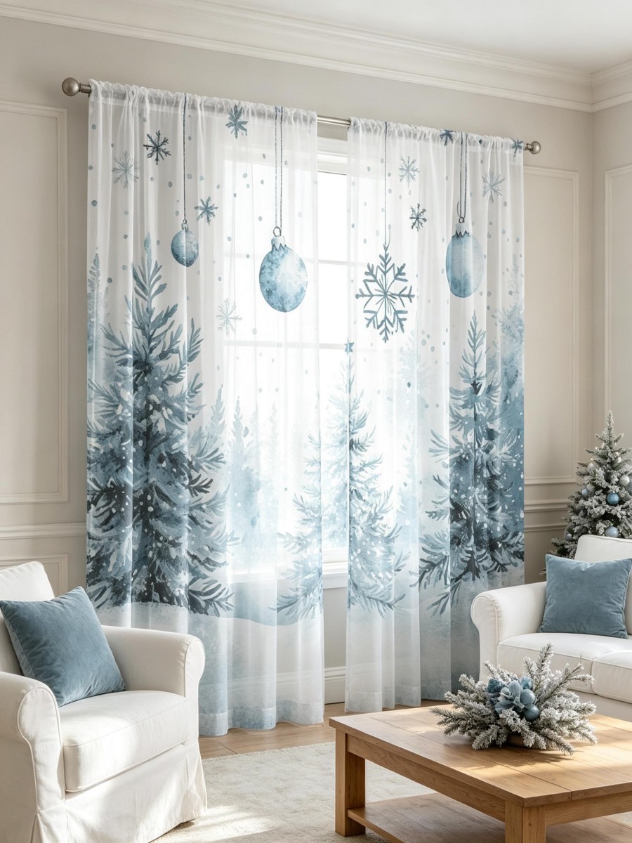 2PCS Christmas Sheer Curtains, - огляд і ціна Curtain Rods